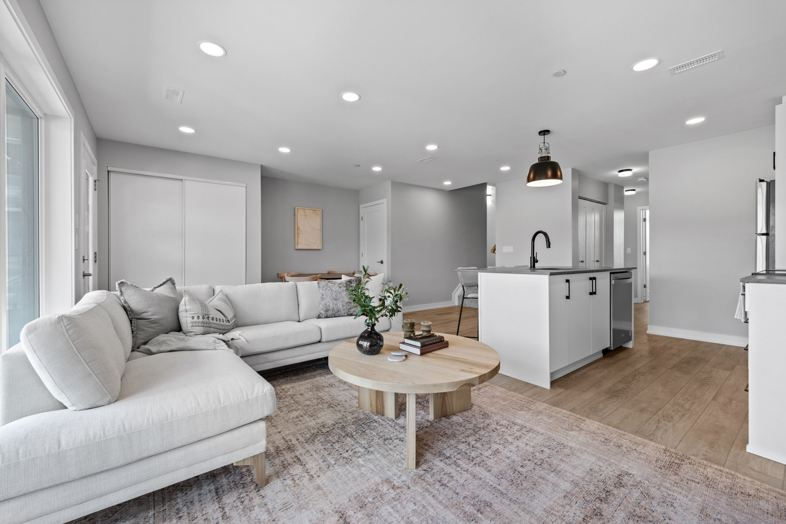 Open-concept kitchen and living area